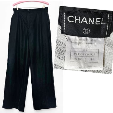 1990's CHANEL Black Velvet Pants Authentic Vintage 