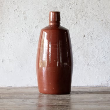 Ginger Beer Bottle, 9" Tall Glazed Stoneware Vessel, Bud Vase 