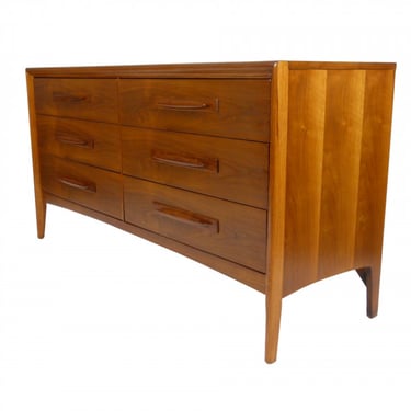 1960s Broyhill Emphasis 6 Drawer Walnut Dresser