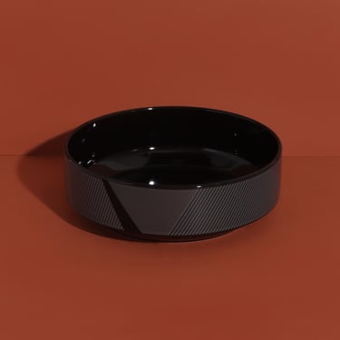 Vintage Black Daniel Hechter Geometric Bowl, Vintage Fruit Bowl 