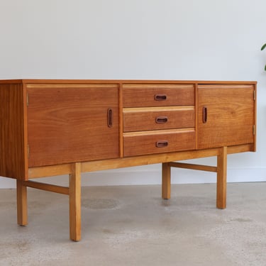 Petite Mid Century Modern Low Teak Credenza 