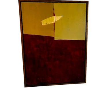Abstract Art w/Tones of yellows and Dark Burgundy JB240-32