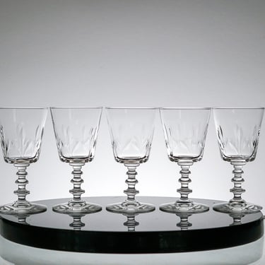 Vintage MCM Mid Century Modern Wine Glass Set of 5, Etched  Design, Valentines Day Gift, New Years Eve Party 
