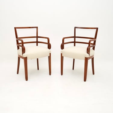 Pair of Art Deco Mahogany Open Armchairs / Side Chairs