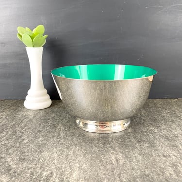 Reed and Barton Jamestown 8" Revere bowl with green enamel - 1960s vintage 