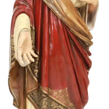Antique Sculpture Figure, Near Life-Size, Sacred Heart of Christ, 61", E. 1900's