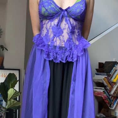 VTG Fredericks of Hollywood Violet Corset Slip 