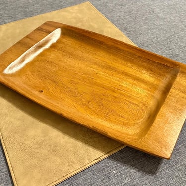 Mid 20th Century Walnut Wood Oblong Tray - Free Shipping 