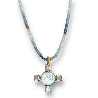 Aqua Cupid Intaglio Necklace