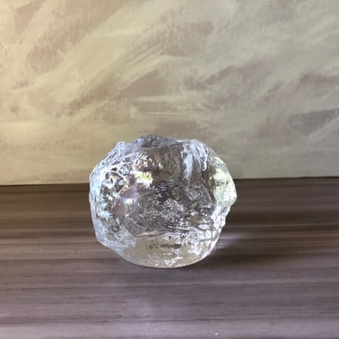 Vintage Signed Kosta Boda Glass Snowball Votive Candle Holder 1970's Sweden Ann Warff 