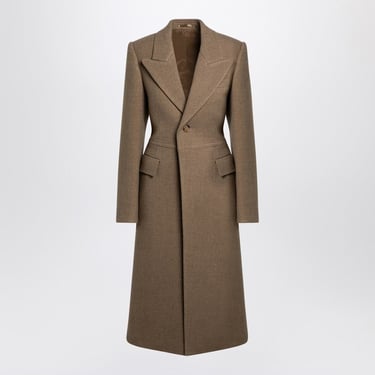 Burberry Beige Single-Breasted Wool Coat Women