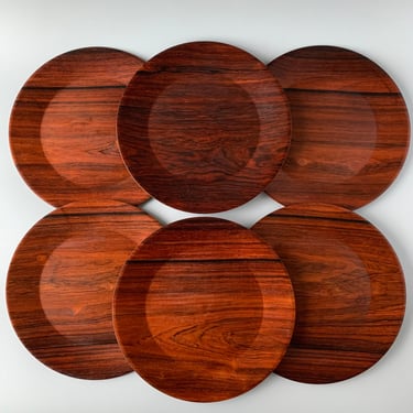 Danish Rosewood Plates Mid Century Modern, Set of 6 