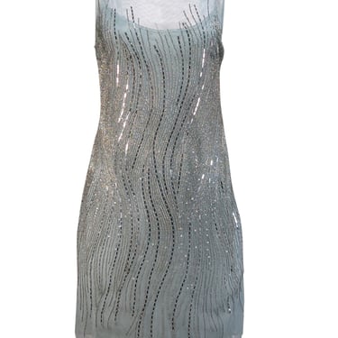 Mignon - Seafoam Green Embellished Mesh Dress Sz 4