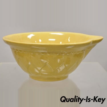 American Provincial Country Primitive Yellow Pottery Ceramic Wash Basin Bowl