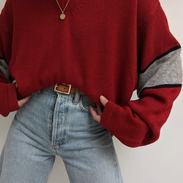 90s Berry Wide Stripe Sweater