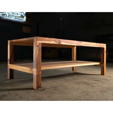 Nisqually Coffee Table, Solid Wood Rectangular Coffee Table, Wood Coffee Table with Storage (Shown in Madrone) 