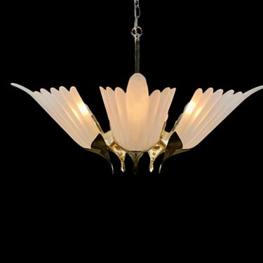 Art Deco style slip shade chandelier by Italian firm f. fabbian 