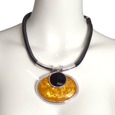 YVES SAINT LAURENT- 1980s Yellow Pendant Necklace