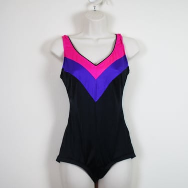 Vintage 80s V-Stripe Swimsuit, Size Medium 