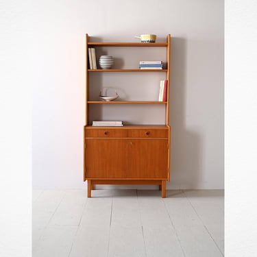 Vintage Danish-Style Scandinavian Bookcase with Drawers - Teak and Oak 