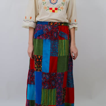 1970s Corduroy Quilted Maxi Skirt