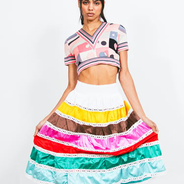 2020 Prada Multicolor Silk Skirt