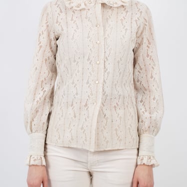 **1960s/70s Saks 5th Ave lace frill blouse