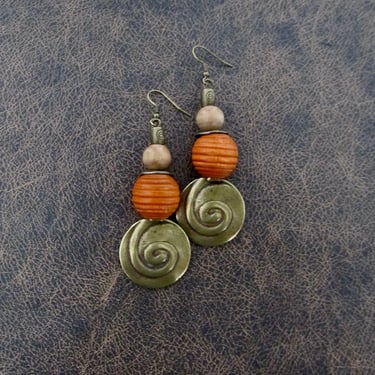 Hammered bronze earrings, geometric earrings, unique mid century modern earrings, ethnic earrings earrings, bohemian earrings, statement 99 