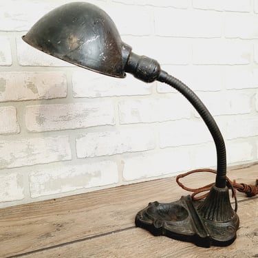 Industrial Bronze Gooseneck Desk Lamp 