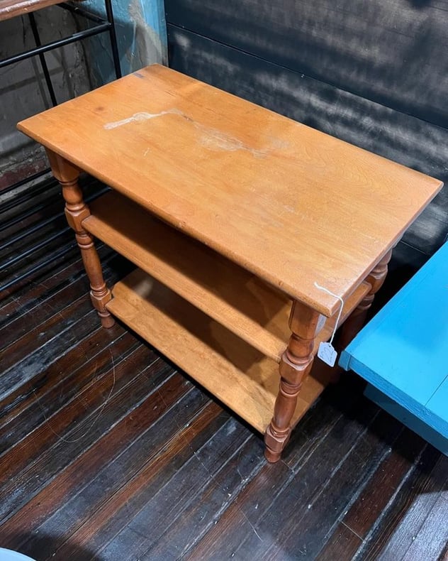 Three shelf side table. 26” x 14” x 24.25”