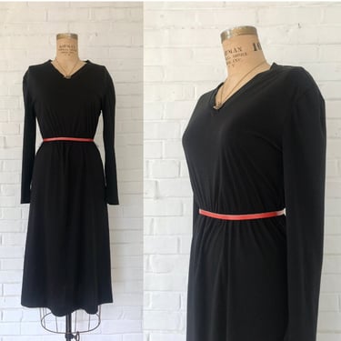 1970's Black Long Sleeve Cocktail Dress 