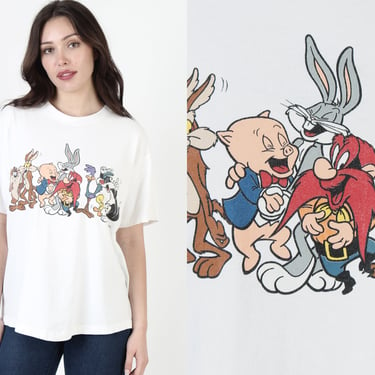 Vintage 1993 Looney Tunes Double Sided Cartoon Characters Bugs Taz Porky Pig T Shirt 