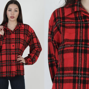 50s McGregor Red Plaid Loop Collar Button Up Shirt - Size ML 16 