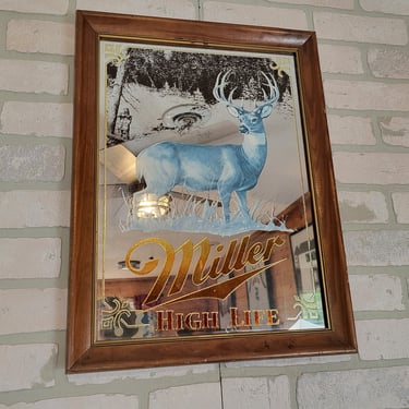 Vintage Miller High Life Buck/Deer Mirror Beer Sign 
