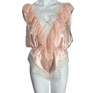 1980’s Lacy Pink Satin Teddy Size S/M