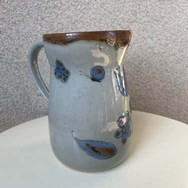 Vintage Ken Edwards Pitcher pottery Blue Bird Mexico El Palomar. Size 7.5” 