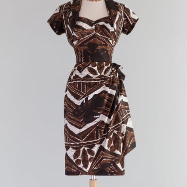 Fabulous 1950's Stan Hicks Hawaiian Sarong Dress &amp; Bolero Set / XS