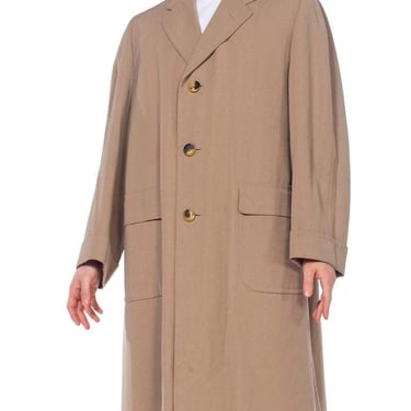 1950S CHESTER BARRIE Khaki Wool Gabardine  Men's Bespoke Coat 