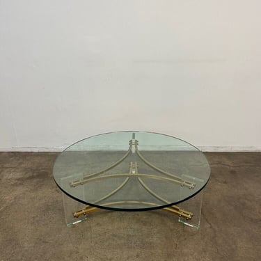 Charles Hollis Jones Brass, Glass & Lucite coffee table 