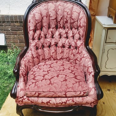 VINTAGE Victorian Parlor Chair, Antique Tufted Chair, Home Decor 