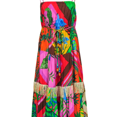 FARM - Multi Colored Tiered Midi Dress Sz S