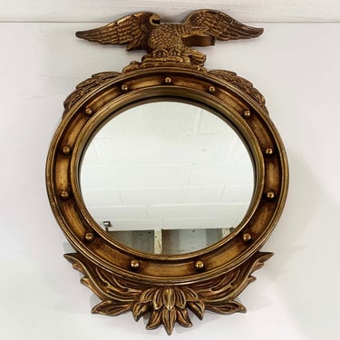 Vintage Large Federal Eagle Mirror Bullseye Porthole Mid-Century Mantique Rustic USA Americana 1970s 
