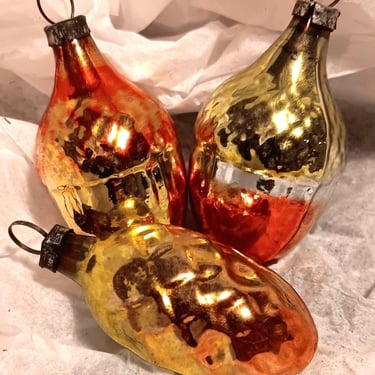 MCM Christmas Ornaments | Set of 3 | Eastern European Glass Ornaments 