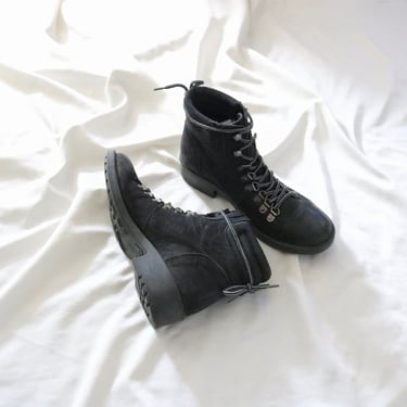 black suede combat boots - 8.5 