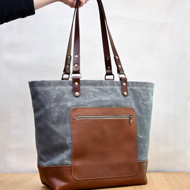 Waxed Canvas and Leather Commuter Tote