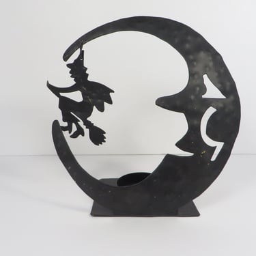 Vintage Halloween Witch Silhouette Tea light Candle Holder 