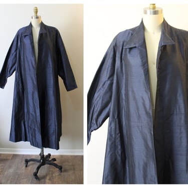 Vintage 40s 50s Julius Garfinckel Silk Navy Blue Formal Party Swing Clutch Coat Jacket  // Modern One Size Fits Most 