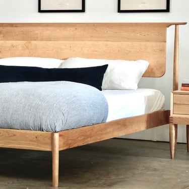 Solid Wood Modern Bed Frame | Mid Century Modern Storage Bed | Hand Made King Bed Frame | Modern Bed Frame 