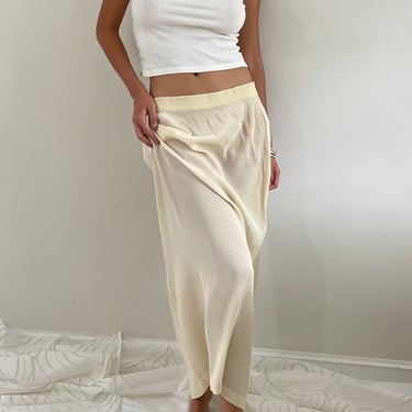 90s silk gauzy skirt  / vintage ivory sheer silk gauze crinkle maxi elastic waist skirt | Medium Large 