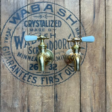 1920s Brass Hot & Cold Sink Faucets 